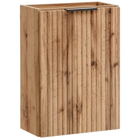 Furnidea - Meuble lave main à suspendre ADEL CHÊNE 40 cm - Une porte - Façades rainurées