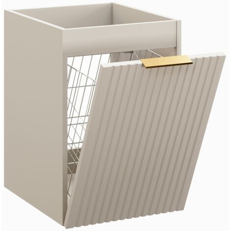 Furnidea - Meuble bas de salle de bain avec panier à linge ADEL CACHEMIRE 40 cm - façades rainurées