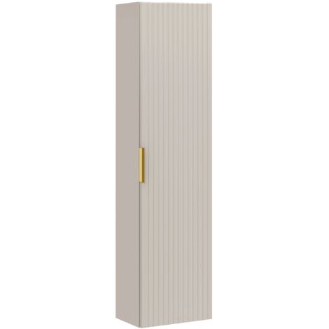 Furnidea - Meuble colonne suspendu de salle de bain ADEL CACHEMIRE 35 x 140 cm - une porte, façades rainurées