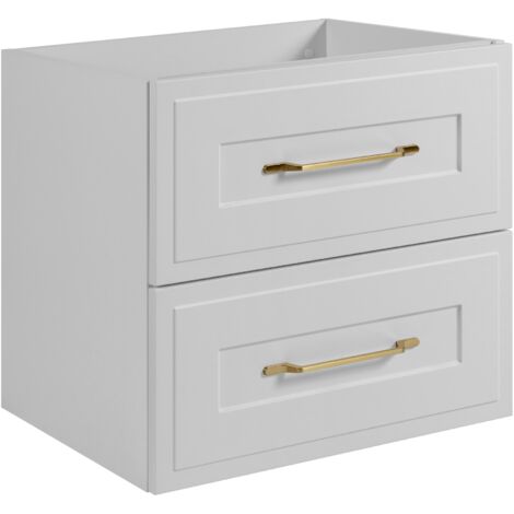 Furnidea - Meuble suspendu sous lavabo CLASSIC blanc 60 cm - 2 tiroirs, façades fraisées (1/5)