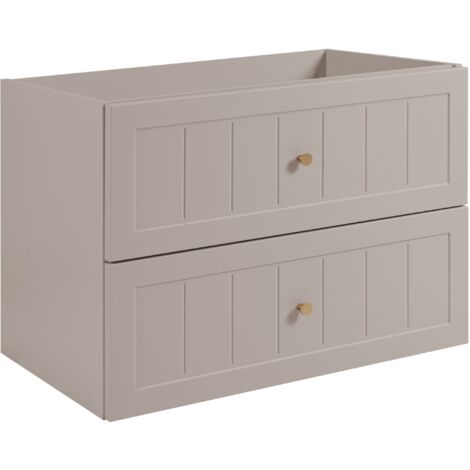 Furnidea - Meuble suspendu sous lavabo GUSTO cachemire 80 cm - 2 tiroirs, façades fraisées (1/5)