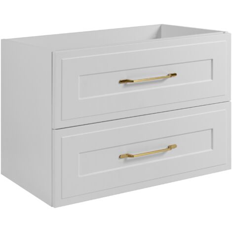 Furnidea - Meuble suspendu sous lavabo CLASSIC blanc 80 cm - 2 tiroirs, façades fraisées