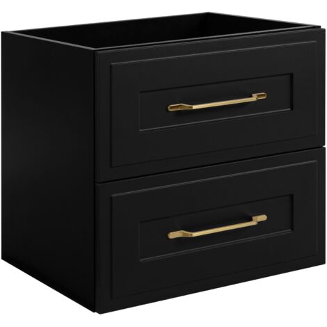 Furnidea - Meuble suspendu sous lavabo CLASSIC noir 60 cm - 2 tiroirs, façades fraisées (1/5)