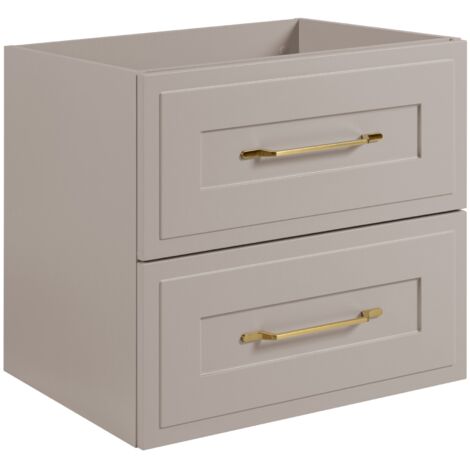 Furnidea - Meuble suspendu sous lavabo CLASSIC cachemire 60 cm - 2 tiroirs, façades fraisées (1/5)