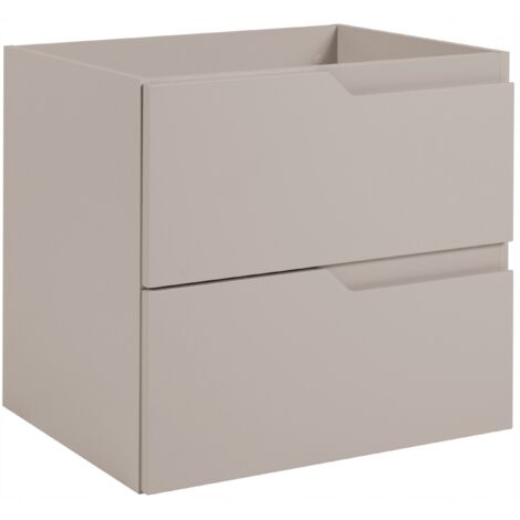 Furnidea - Meuble de salle de bain suspendu sous vasque MODERN cachmire 60 cm - 2 tiroirs, façade lisse (1/5)