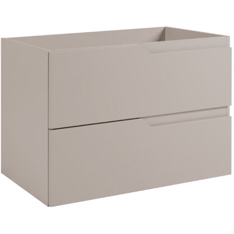 Furnidea - Meuble de salle de bain suspendu sous vasque MODERN cachemire 80 cm - 2 tiroirs, façade lisse