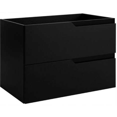 Furnidea - Meuble de salle de bain suspendu sous vasque MODERN noir 80 cm - 2 tiroirs, façade lisse (1/5)