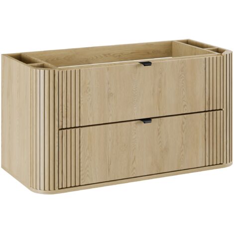 Meuble sous vasque suspendu OVALIA - 2 tiroirs chêne 100 cm (1/5)