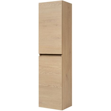 Colonne suspendue de salle de bain SIMPLE chêne clair 35 x 136 cm - 2 portes effet bois