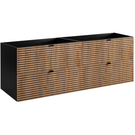 Meuble sous vasque à suspendre AURA LOFT 160 cm noir et chêne - style industriel (1/5)