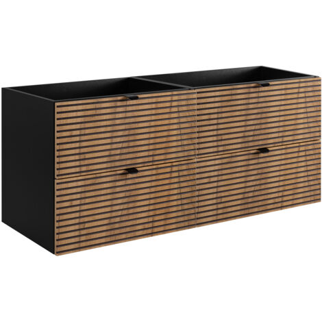 Meuble sous vasque à suspendre AURA LOFT 120 cm noir et chêne - style industriel (1/5)
