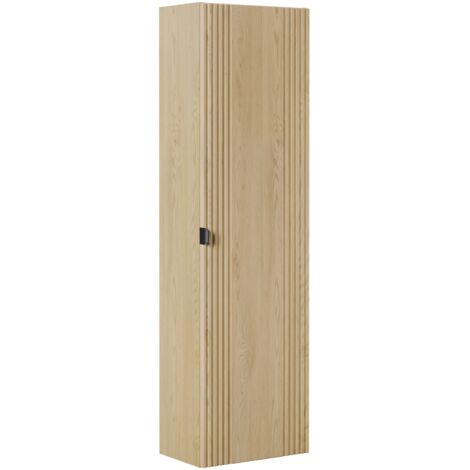 Meuble colonne de salle de bain suspendu OVALIA chêne 40 x 140 cm (1/5)