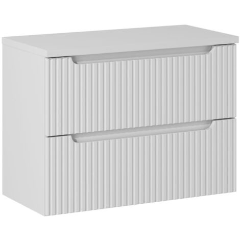 Meuble sous vasque suspendu 2 tiroirs avec le plan NOVA blanc 80 CM (1/5)