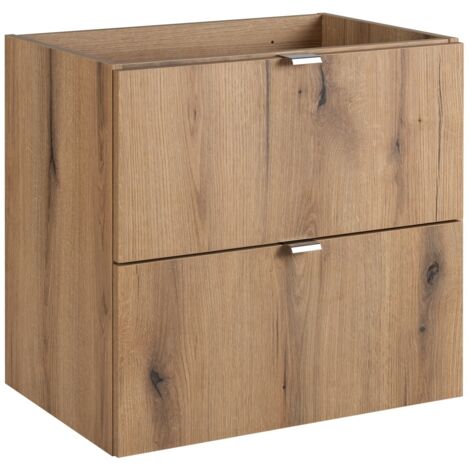 Meuble sous vasque suspendu 2 tiroirs NOVA OAK 60 CM en chêne (1/5)