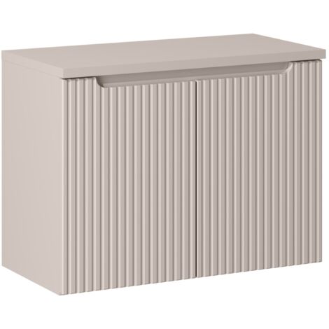 Meuble suspendu sous vasque avec plan 2 portes NOVA cachemire 80 cm (1/5)