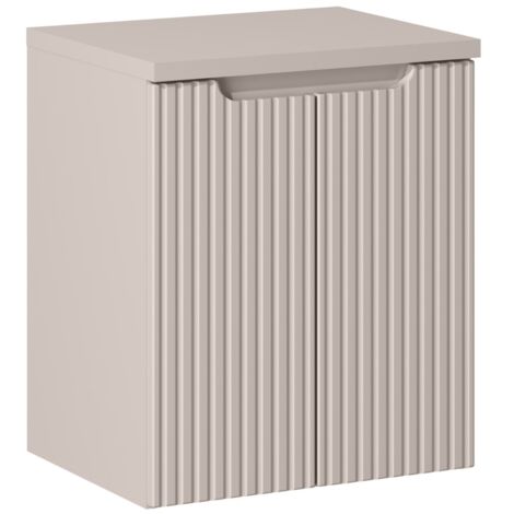 Meuble suspendu sous vasque avec plan 2 portes NOVA cachemire 50 cm (1/5)