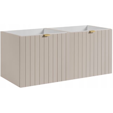 Meuble sous double vasque suspendu HARMO 100 cm Façade rainuré cachemire semi-mat (1/5)