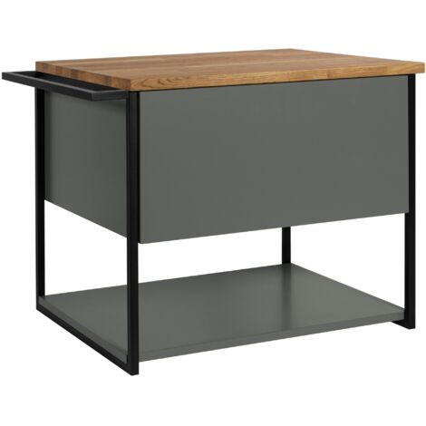 Meuble sous vasque suspendu LOV VERT avec porte-serviettes et plan en bois 60 cm (1/5)