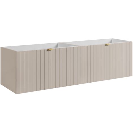 Meuble sous double vasque suspendu HARMO 160 cm Façade rainuré cachemire semi-mat (1/5)