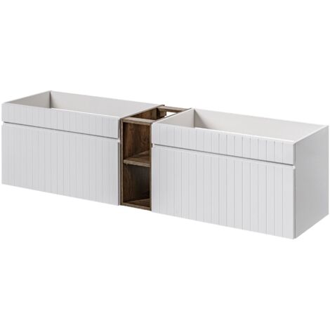 Double meuble sous vasques suspendu ICONIC blanc 180 cm avec l'extension chêne Santa Fe (1/5)