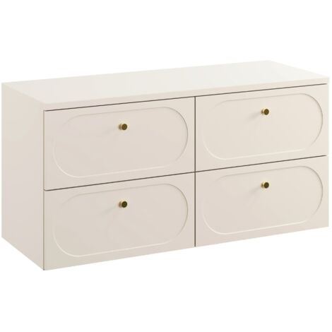 Meuble sous double vasque suspendu avec plan DONNA SAND beige 120 cm (1/5)