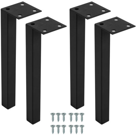 4 un. Pied carré noir pour meuble de salle de bain FURNIDEA en métal h: 20 cm