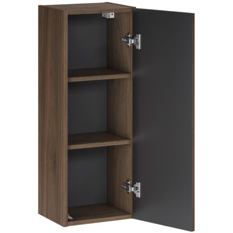 Meuble colonne de salle de bain suspendu TERRA VILLA noyer foncé 30 x 80 cm