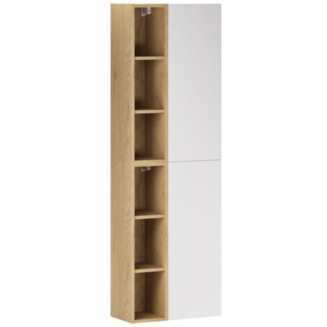 Meuble colonne de salle de bain suspendu ASTER blanc 50 x 160 cm avec extension - étagères ouverte (1/5)