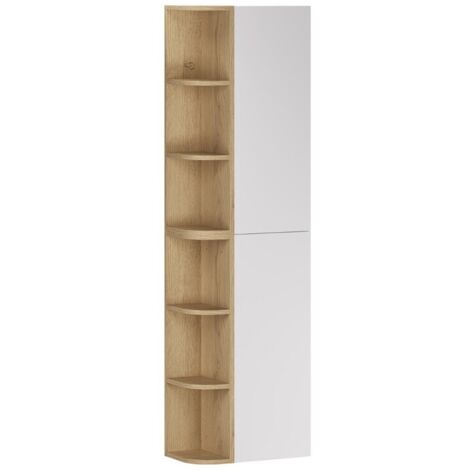 Meuble colonne de salle de bain suspendu ASTER blanc 50 x 160 cm avec extension d’angle ouverte (1/5)