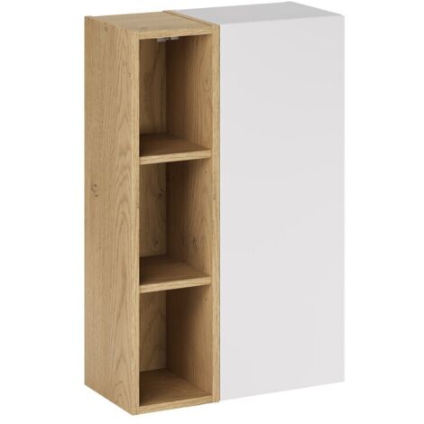 Meuble colonne de salle de bain suspendu ASTER blanc 50 x 80 cm avec extension - étagères ouverte (1/5)