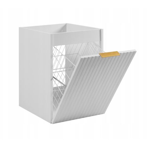Furnidea - Meuble bas de salle de bain avec panier à linge FLOW blanc 40 cm (1/5)