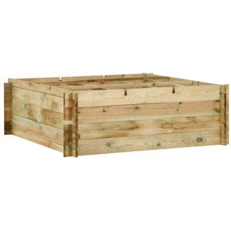 Vidaxl – Carré potager en bois de pin imprégné 120x120x40 cm – Résistant à la pourriture – 9 sections pour légumes et fleurs