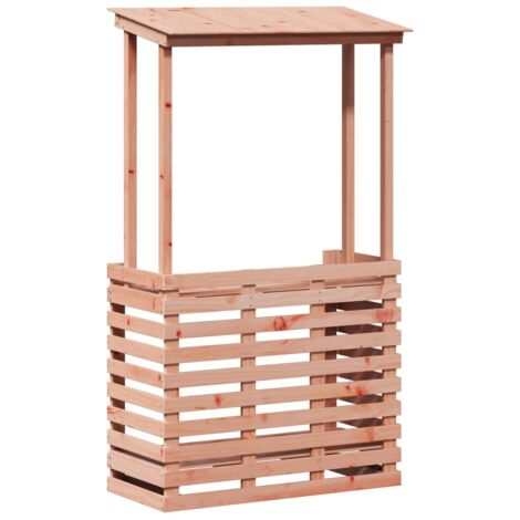 Vidaxl – Table de bar d'extérieur en bois de douglas massif 112,5x57x195,5 cm – Toit pour protection solaire – 2 étagères de rangement