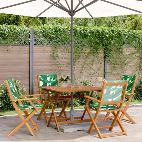Ensemble à manger de jardin 5 szt. motif de feuilles tissu bois (1/5)