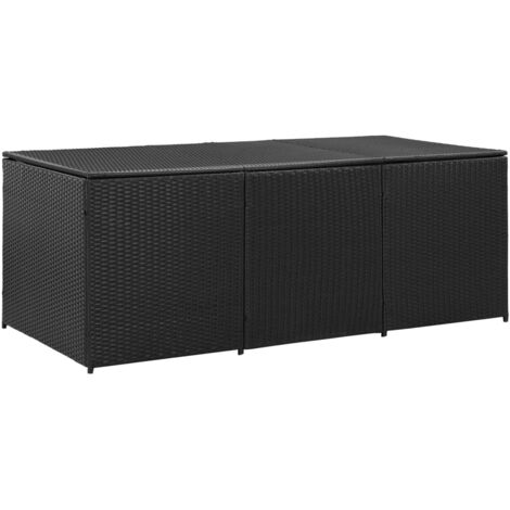 Vidaxl – Coffre de jardin résine tressée 180x90x70 cm – Résistant aux intempéries – Mécanisme de levage à gaz – Doublure en PE