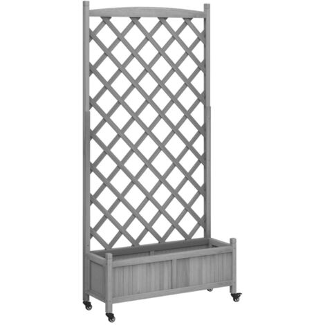 Carré potager vidaxl planter with trellis bois sapin 90x35 cm