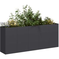 Vidaxl – Jardinière en acier laminé à froid 200x40x80 cm – Bac à fleurs noir avec fond ouvert – Stabilité renforcée pour jardinage professionnel