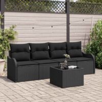 Ensemble de canapé de jardin Noir polyrotin