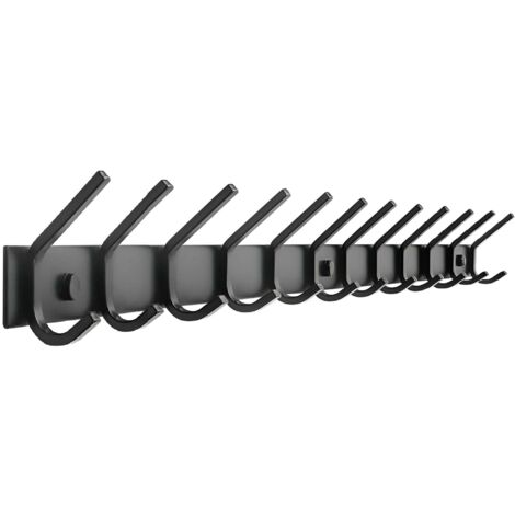 TOJ Living Porte-manteau mural 24 crochets – Patère murale / porte-serviettes – Style industriel & moderne – Acier inoxydable – 94 cm – noir mat (1/5)