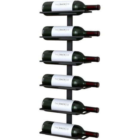 TOJ Living Casier à vin mural 6 bouteilles – Porte-bouteilles – Style moderne & industriel – Acier inoxydable – noir mat