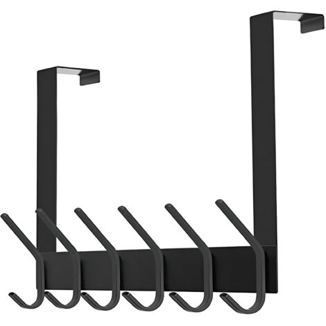 TOJ Living Porte-manteau de porte 12 crochets – Patère de porte – Sans perçage – Style moderne & industriel – Acier inoxydable – 43 cm – noir mat (1/4)