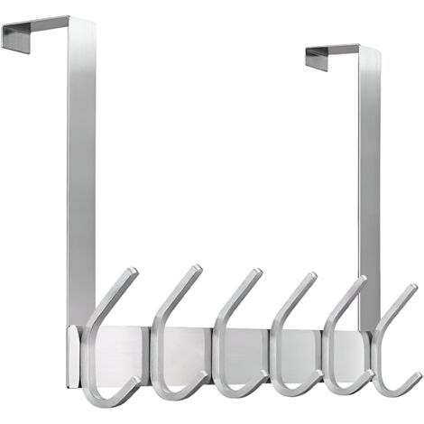 TOJ Living Porte-manteau de porte 12 crochets – Patère de porte – Sans perçage – Style moderne & industriel – Acier inoxydable – 43 cm – argent (1/4)