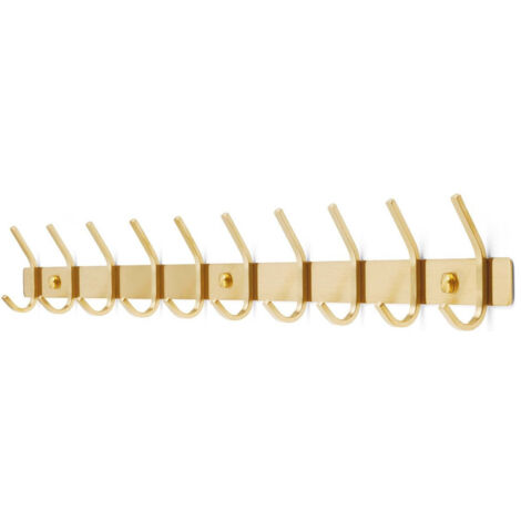 TOJ Living Porte-manteau mural 20 crochets – Patère murale / porte-serviettes – Style industriel & moderne – Acier inoxydable – 78 cm – doré (1/5)