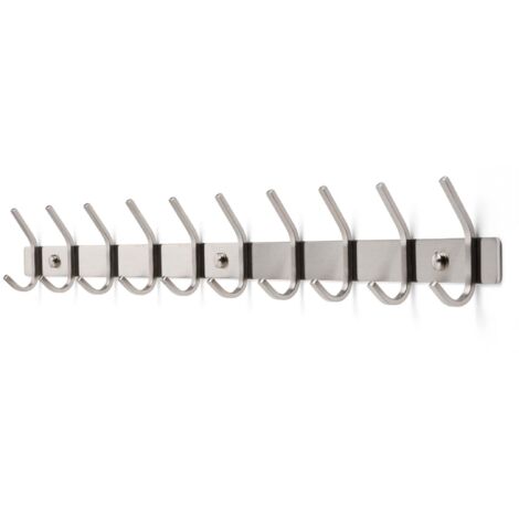 TOJ Living Porte-manteau mural 20 crochets – Patère murale / porte-serviettes – Style industriel & moderne – Acier inoxydable – 78 cm – argent (1/5)