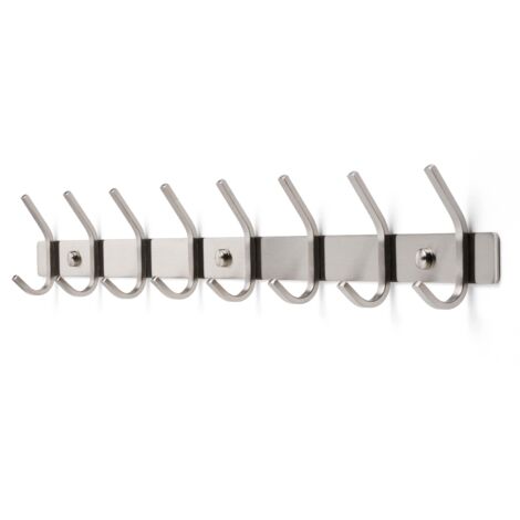 TOJ Living Porte-manteau mural 16 crochets – Patère murale / porte-serviettes – Style industriel & moderne – Acier inoxydable – 62 cm – argent (1/5)