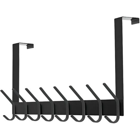 TOJ Living Porte-manteau de porte 16 crochets – Patère de porte – Sans perçage – Style moderne & industriel – Acier inoxydable – 58 cm – noir mat (1/4)