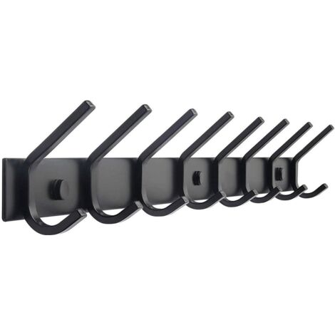 TOJ Living Porte-manteau mural 16 crochets – Patère murale / porte-serviettes – Style industriel & moderne – Acier inoxydable – 62 cm – noir mat (1/5)