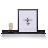 TOJ Living Étagère murale pour vinyles & cadres – Étagère à tableaux / tablette murale flottante – Acier inoxydable – 60 cm – noir mat