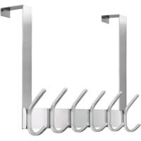 TOJ Living Porte-manteau de porte 12 crochets – Patère de porte – Sans perçage – Style moderne & industriel – Acier inoxydable – 43 cm – argent