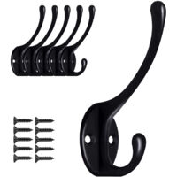 TOJ Living Crochets muraux pour portemanteau – Lot de 5 – Patères – Charge 5 kg – Vis incluses – noir mat